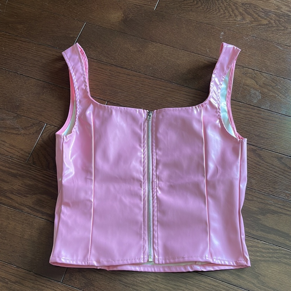 Faux Leather Pink Tank Top